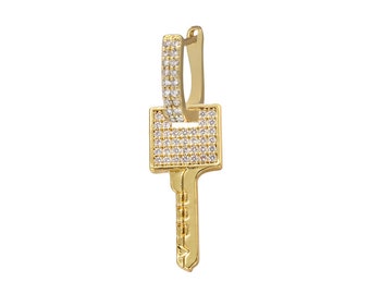 Eera Key Inspired Celebrity Geometric Earring - Silver/Gold Zircon
