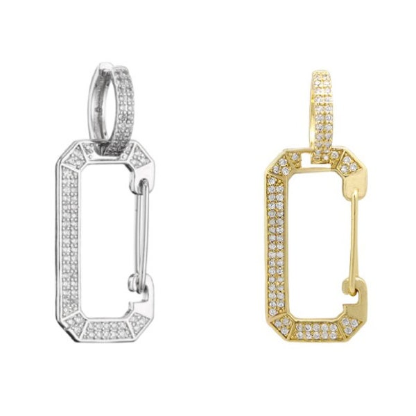 Chiara Celebrity Geometric Snap Hook Earring - Large Gold/Silver Zircon Limited Edition