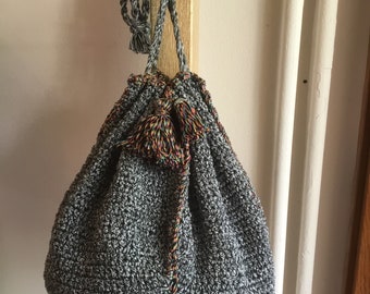 crochet bag, tote bag, knitted bag, boho bag, 100% Handmade Bag, Everyday Bag, Naif crochet bag, one size, ballon, gray, handmade