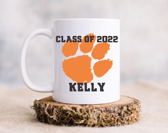 Clemson White Mug, Clemson Tigers, Graduation Clemson University, Football Coffee Mug, Alumi Custom Gift, Class of 2023,  Personalized