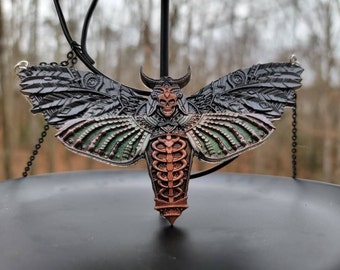 Death moth Figurine, Necklace, Earrings