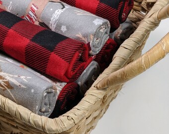 eco friendly 2 Ply Fabric Paper Towels 12 Piece Set No waste Red Tartan Plaid