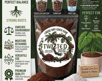 Twizted Premium Coco Coir Substrate for Monstera, Orchids, Reptiles, Microgreens & Plants | High Aeration Moisture Retention Coir Pith