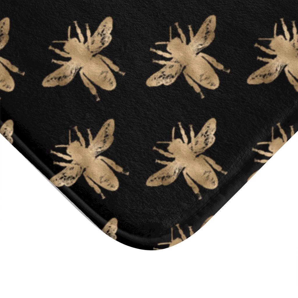 Farmhouse Gold Bee Bath Mat Bath Sets Bee Bathroom Decor Etsy