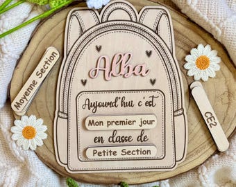 Pancarte rentrée scolaire en bois, personnalisé, rentrée des classes, école.