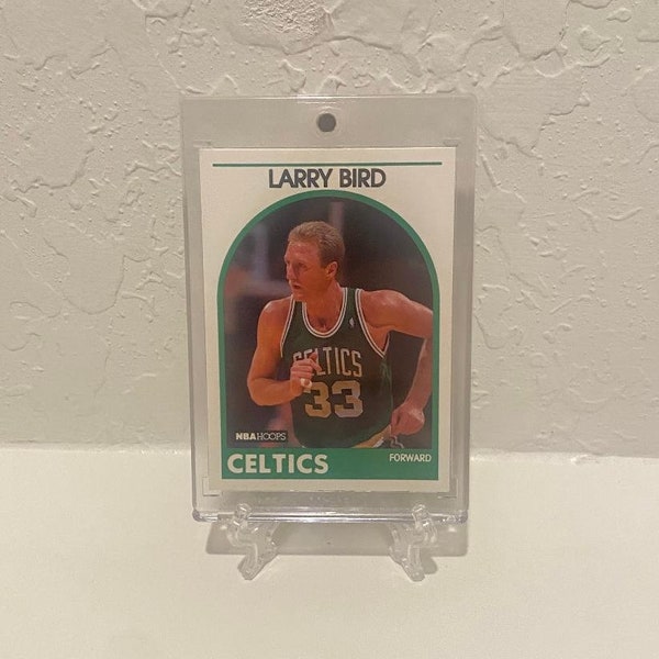 Larry Bird Vintage Authentic & Original 1990 Hoops NBA Basketball Card ~ Stand/Case Included ~ Boston Celtics ~ Perfect Gift For Him or Her