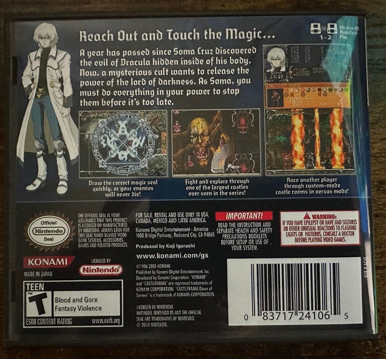 Castlevania Dawn of Sorrow Nintendo DS Reproduction Etsy Castlevania Dawn of Sorrow Nintendo DS Reproduction Etsy