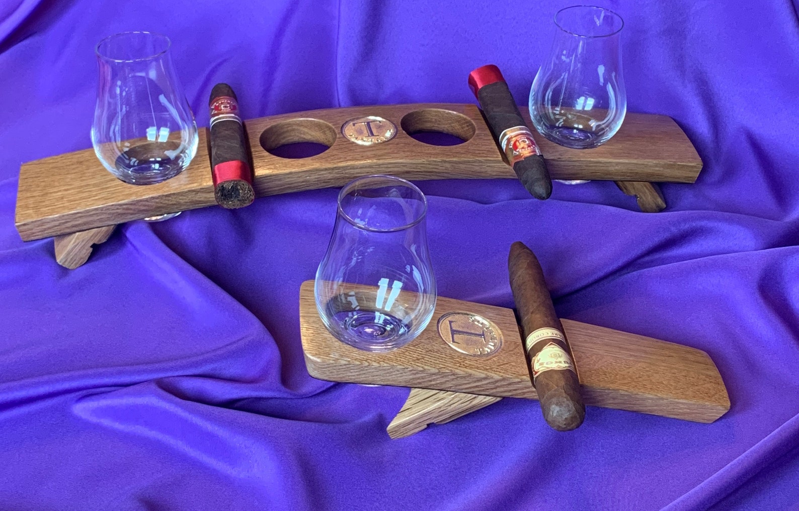 Whiskey Flight Glencairn Glass & Cigar Holder Etsy