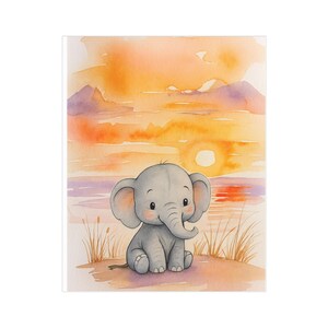 Adorable Elephant Watercolor Print, Kids Room Art, Nursery Decor, Baby Shower Gift, Animal Wall Art