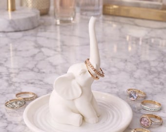 Olifantringhouder met dienblad | Minimalistische toilettafelhouder | 3D-geprint