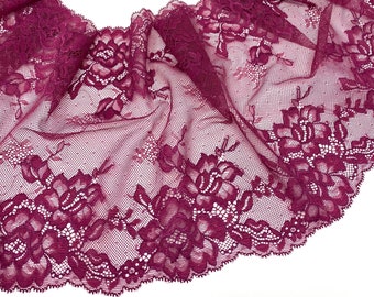 63 Wide Four Way Stretch Hot Pink Fuchsia Floral Lace Fabric