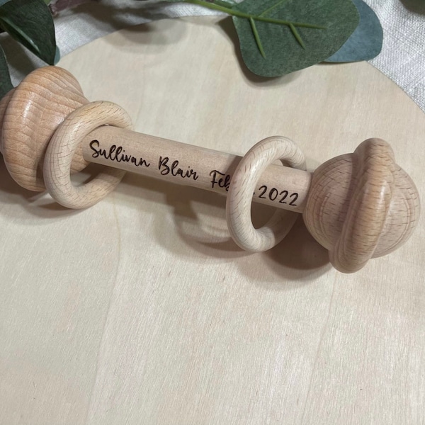 Wooden Baby Rattle Etsy
