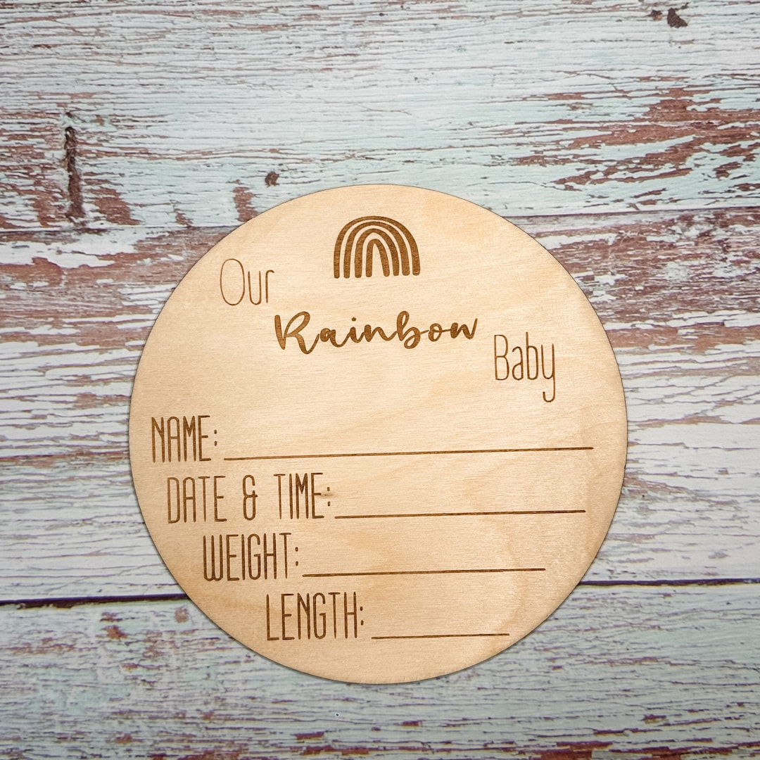 Wooden Rainbow Baby Milestone Disc: Engraved Birth Stats Photo Prop - Etsy