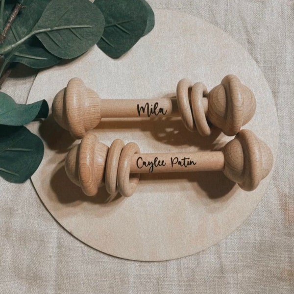 Wooden Baby Rattle Etsy