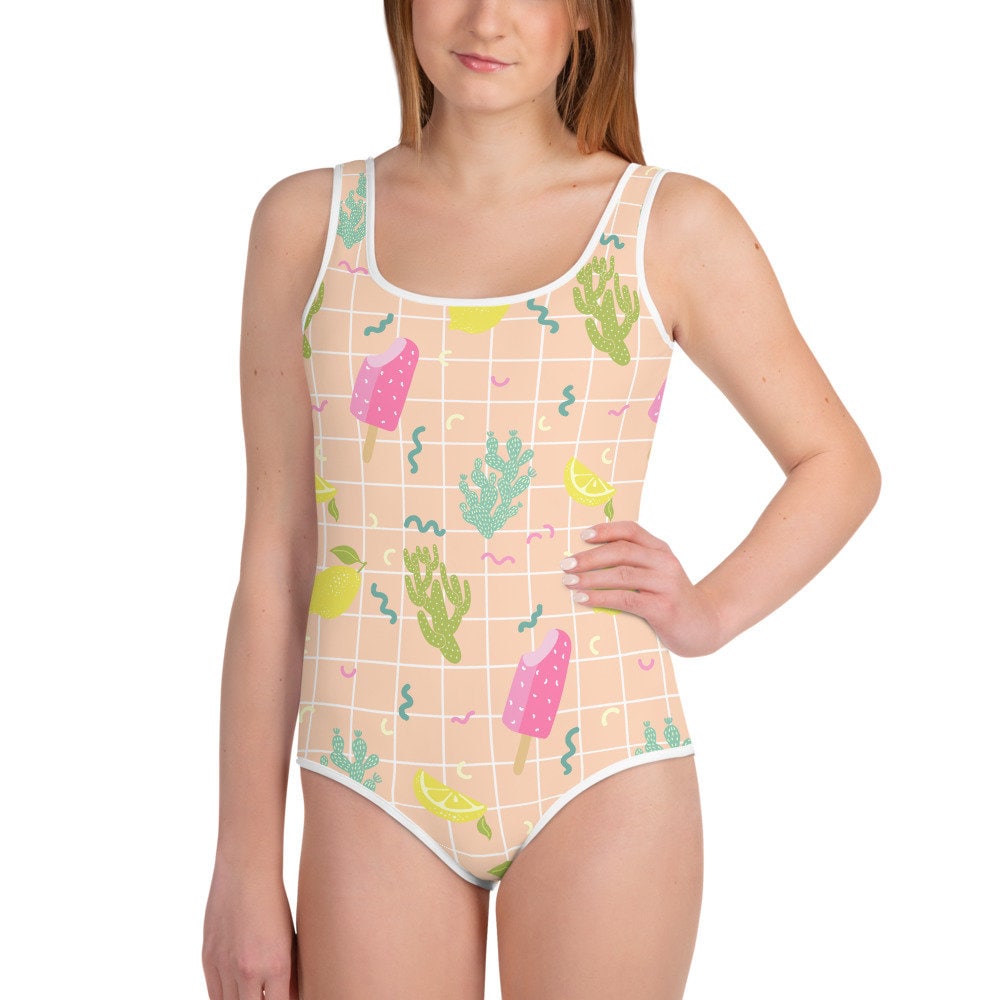 Pizza One Piece Swimsuit Pizza Slice Preteen Modest Swimming Suit