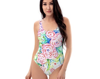 One-Piece Swimsuit, Women's Swimsuit, Women's Swimwear, Colorful Swimsuit, Women's clothes, Unique Design, Floral Swimsuit, Floral Design