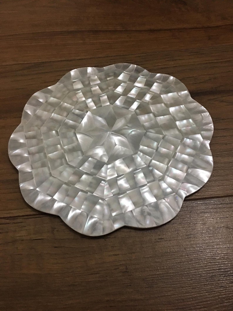 Handmade Mother of Pearl Non Slip Heat Resistant Coaster for Pots and