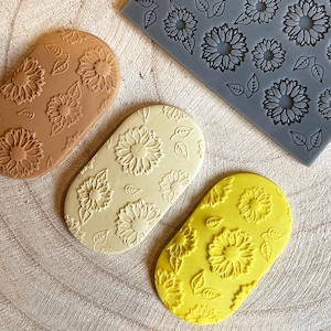 Sunflower polymer clay texture mat | Polymer clay Sunflower stamp
