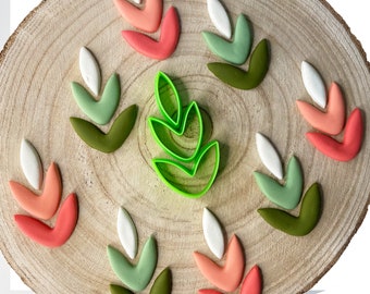Leaves Polymer Clay Cutters - Earring supplies - Three part cutter - Fondant and Cookie Cutters