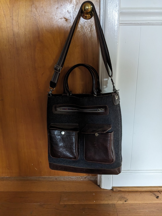 Graf and Lantz  leather and wool bag - image 1