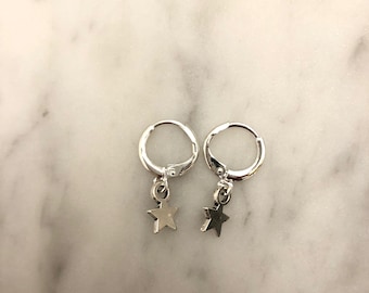 Silver Star Huggie Earrings