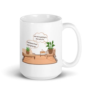 Grappige therapeutmok, psychiatermok, mok geestelijke gezondheid, angsthumor, plantenmok, grappige therapiemok, therapeut cadeau, cadeau counselor