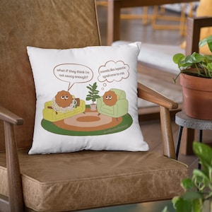 Fronha de terapia para síndrome do impostor, decoração para consultório de terapia, almofadas para consultório de terapia, presente para terapeuta, saúde mental, 18x18, síndrome de Inpasta
