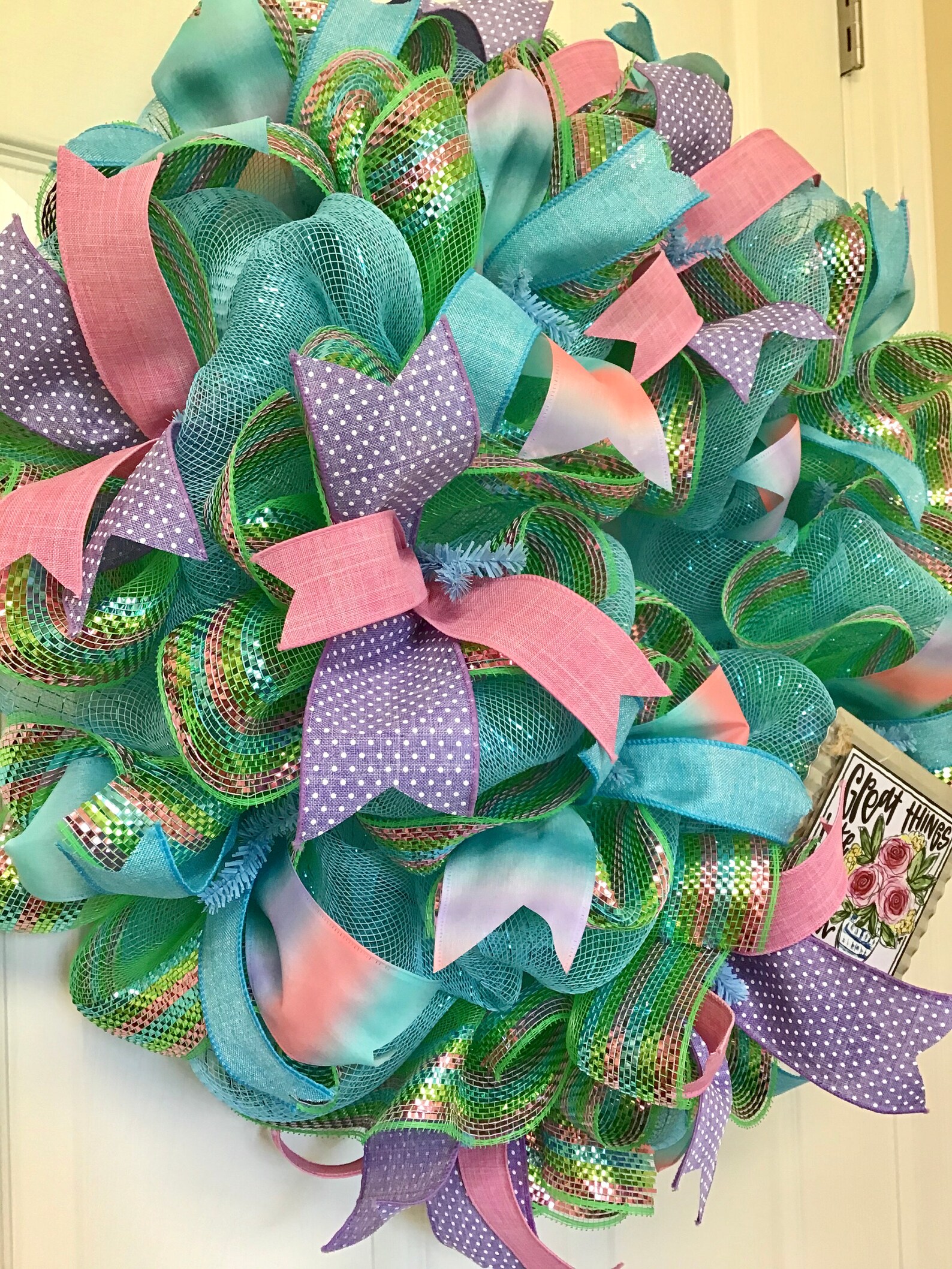 Ombre pastel deco mesh wreath flower deco mesh wreath Etsy