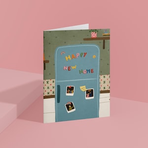 Tarjeta de regalo de inauguración de la casa, apartamento nuevo, decoración de nevera.