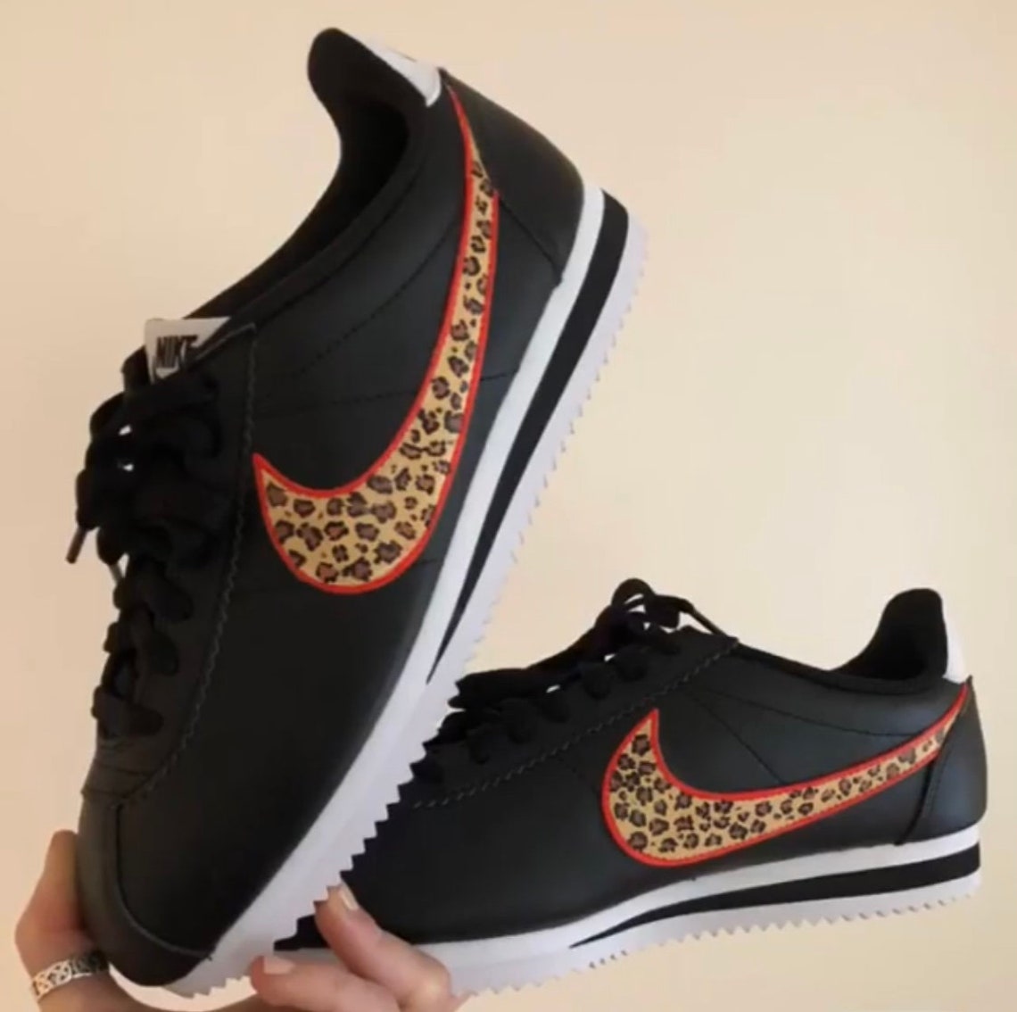 CUSTOM Nike Leopard Print Animal Print Swoosh Art Hand Painted | Etsy