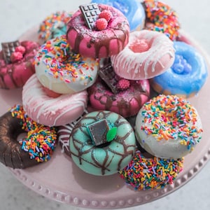 Donut Soap, sprinkle drizzle doughnut, novelty dessert , fake food, party favors, Birthday, Baker, Pumpkin, Halloween, Christmas, Fall