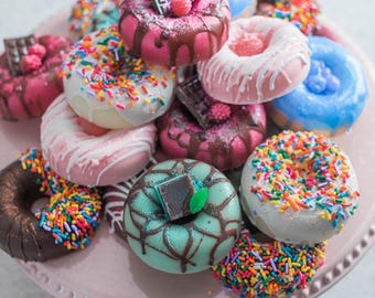 Donut Soap, sprinkle drizzle doughnut, novelty dessert , fake food, party favors, Birthday, Baker, Pumpkin, Halloween, Christmas, Fall
