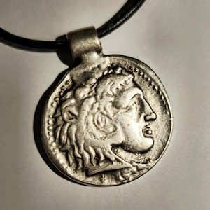 Ancient Greek Silver Coin Pendant Ptolemy I Soter