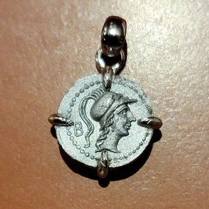 Ancient Greek Coin Pendant, Massalia Drachma Necklace, Silver Apollo Lyre, Ionian Art, Mythology Gift