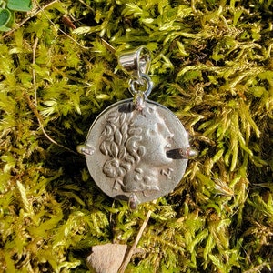 Ancient Greek Coin Pendant, Lycian League Apollo Lyre Necklace, Silver Hellenic Jewelry, Mythology Gift for Men
