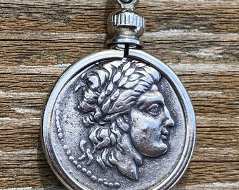 Ancient Greek Epidaurus Coin Pendant Silver