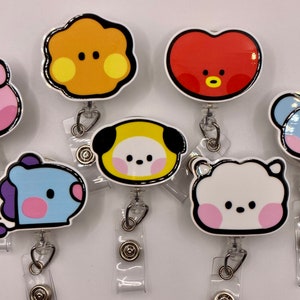 Kpop Bias Cartoon Inspired Acrylic Retractable ID Badge Reel Holder