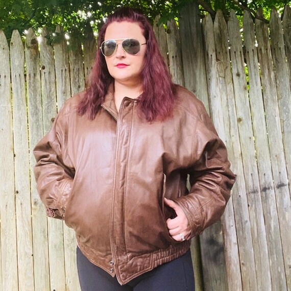 Savile Row Brown Leather Bomber Style 