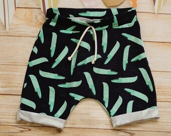 Crocodile Harem Shorts | Fun Crocodile Shorts | Boys Crocodile Shorts | Soft Baby Shorts | Harem Shorts | Boys Navy Shorts | Fun Kids Shorts