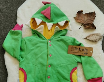 Green Dinosaur Hoodie | Reversible Kids Hoodie | Unisex Kids Hoodie | Fun Baby Hoody | Fun Animal Clothing | Sleeveless Hoodie | Long Sleeve