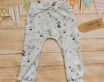 Fun Animals Joggers | Light Blue Trousers | Kids Harem Joggers | Fun Animal Harems | Baby Trousers | Unisex Harem Pants | Jogging Bottoms