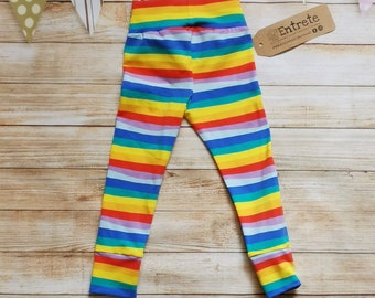 Rainbow Stiped Leggings | Colourful Leggings | Baby Leggings | Unisex Leggings | Baby Gift | Baby Pants | Leggings and Top Set | Rainbows