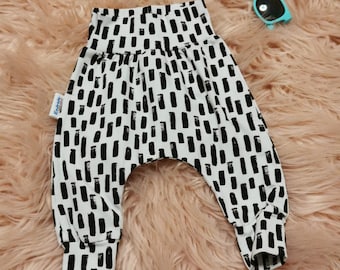 Harem Pants - Abstract Stripes | Unisex Kids Trousers | Unisex Kids Pants | Monochrome Harem Pants | Jogging Bottoms | Unique Kids Pants