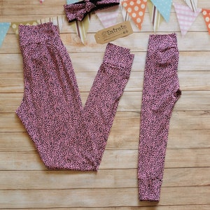 Mutter Tochter Leggings | Pinke Gepardhose | Mummy Daughter Leggings | Mum Daughter Bottoms | Geparden Print Leggings | Animal Print Hose