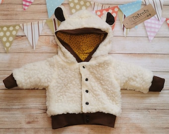 Ochre Sheep Hoodie | Kids Sheep Hoodie | Reversible Kids Hoodie | Kids Sleeveless Hoodie | Ochre Dots Hoody | Fun Animal Clothing | Warm Top