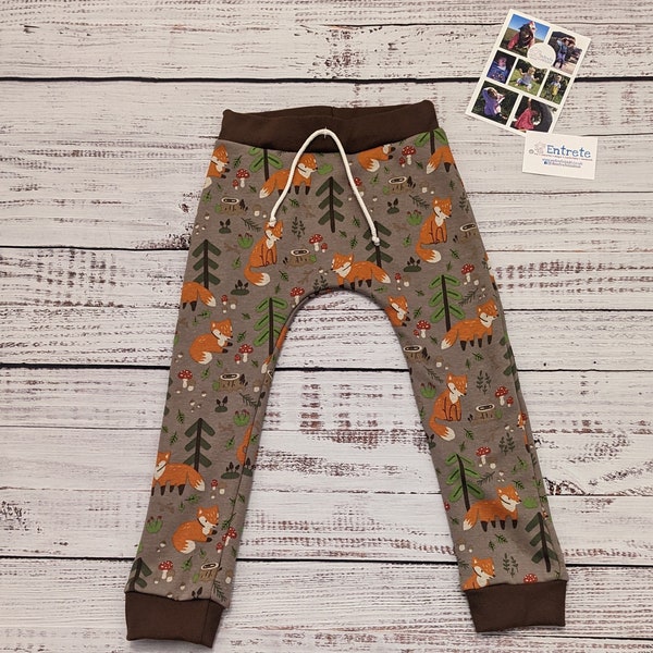 Fun Fox Joggers | Brown Foxes Harem Joggers | Kids Harem Pants | Forest Foxes Pants | Soft Baby Trousers | Unisex Joggers | Fun Fox Bottoms