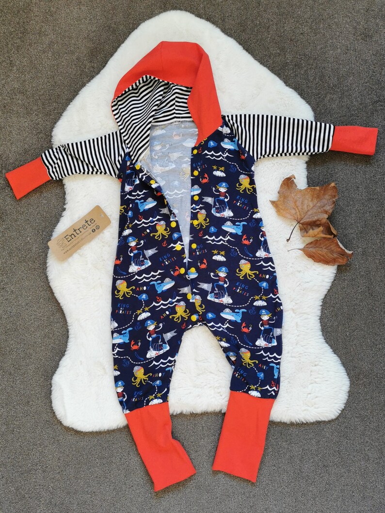 Unique Kids Clothes Fun Baby Romper Little Pirates Unisex Kids Romper Boys Hooded Romper Fun Pirate Playsuit Kids Pirate Romper