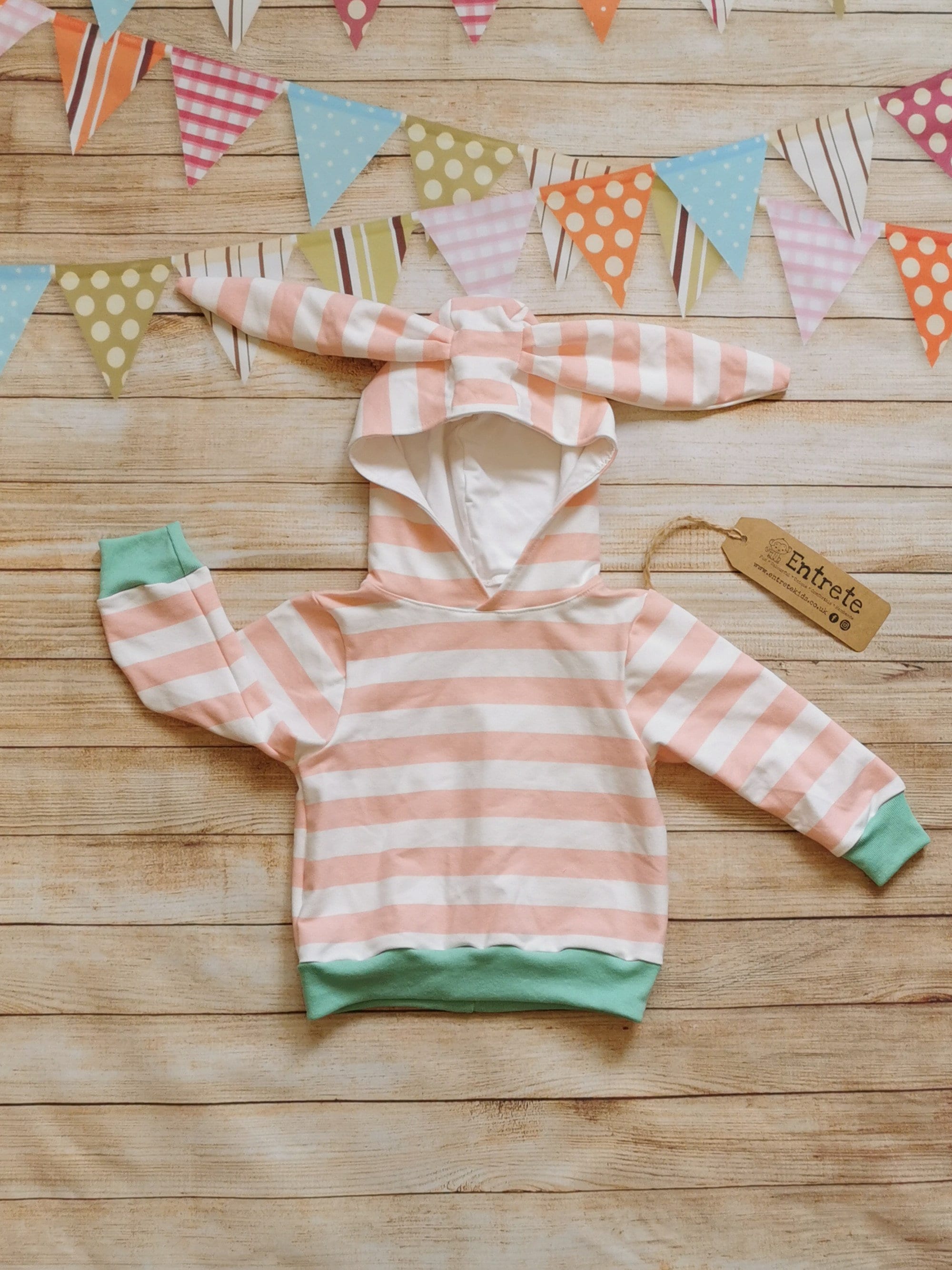 Bunny Rabbit Hoodie | Pink Striped Bunny Top | Unisex Kids Hoody ...