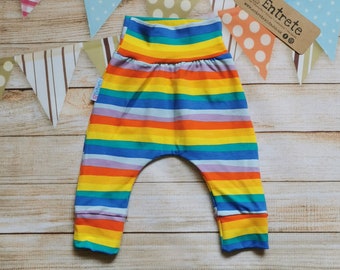 Regenbogen Haremshose | Bunte Haremshose | Baby Haremshose | Baby Geschenk | Regenbogen Gestreifte Hose | Unisex Hose