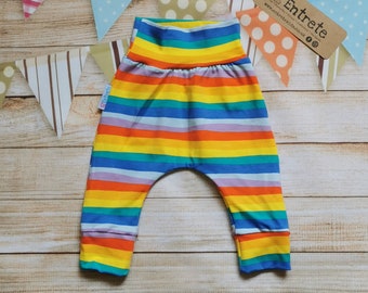 Rainbow Stiped Harem Pants | Colourful Harem Pants | Baby Harem Pants | Baby Gift | Rainbow Striped Pants | Unisex Trousers